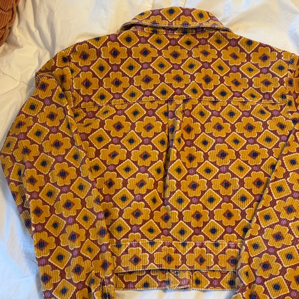 Urban Outfitters, Corduroy, gold and burgundy Floral Jacket - Picture 4 of 5
